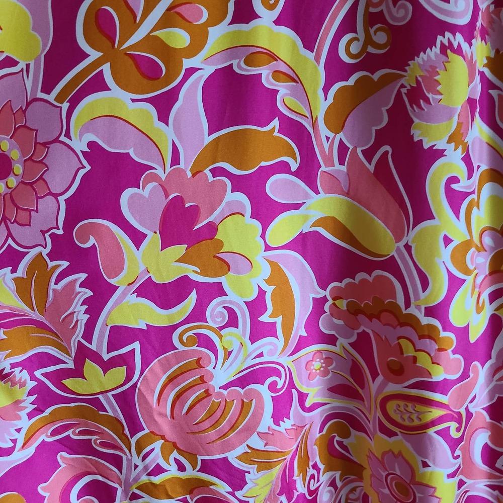 J. CREW 100% Silk Floral Maxi Dress Fuschia Yellow Scoop Neck AP222 Womens 4 NWT - Picture 6 of 14